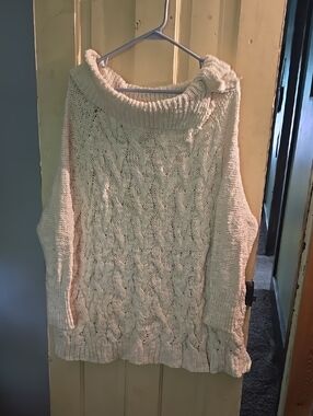 Free People Cream Cable-Knit Off-Shoulder Sweater